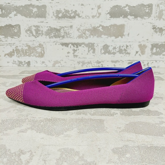 NEW Rothy's The Flat Purple Knit Gold Pointy Toe Slip On Loafers F770